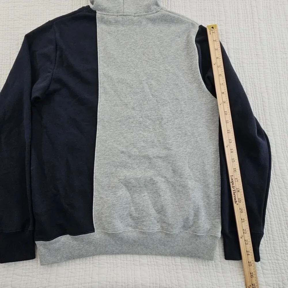 True Religion Colorblock Fleece Logo Hoodie Men's M Black Grey EUC Drawstring LS